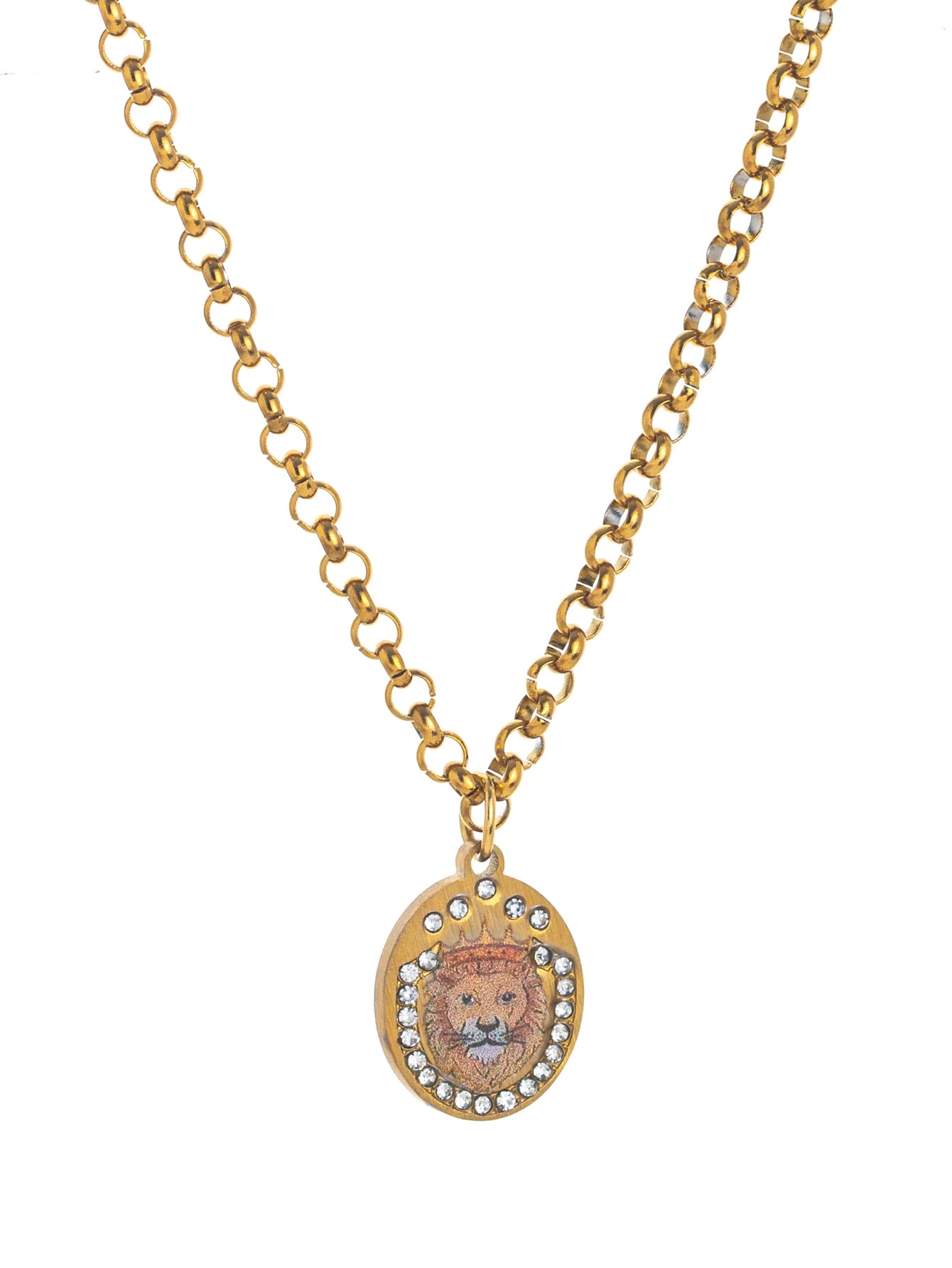 Flower Painting Rabbit Clover Warrior Guardian Tarot Charm Women's Necklace Vacuum Plated 18k Gold