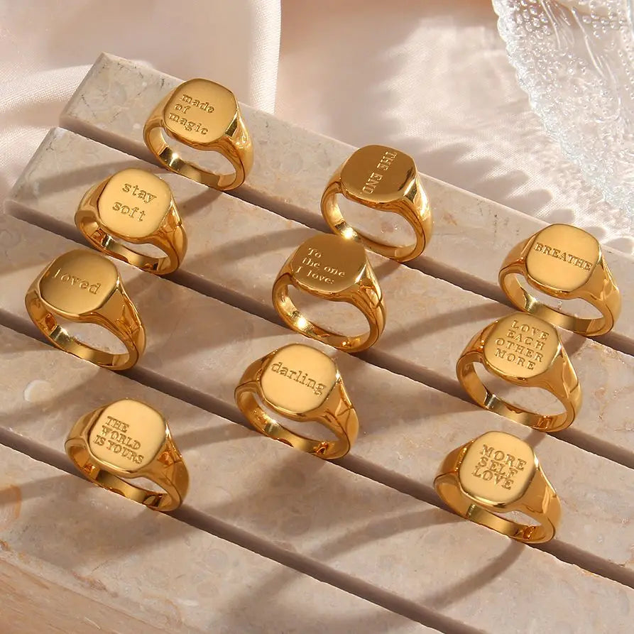 anillos acero inoxidable dorados