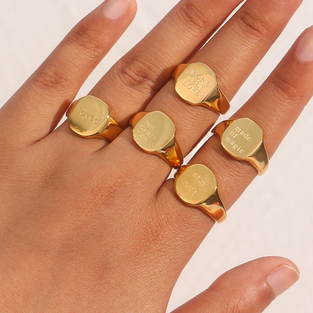 anillos acero inoxidable dorados
