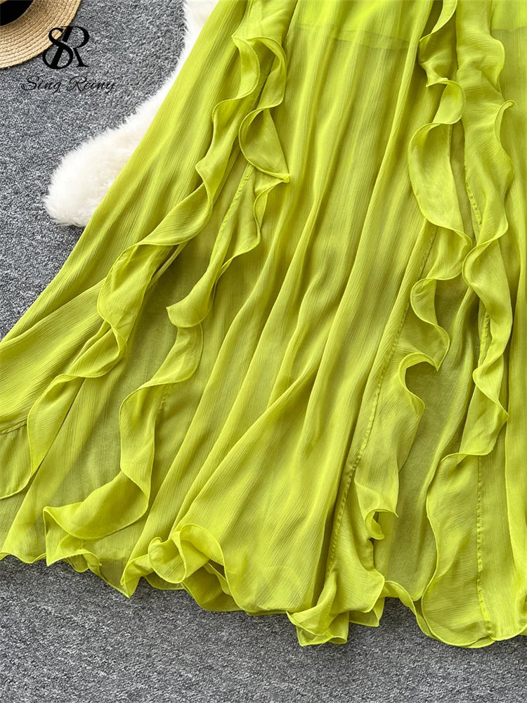 Traje verde neón