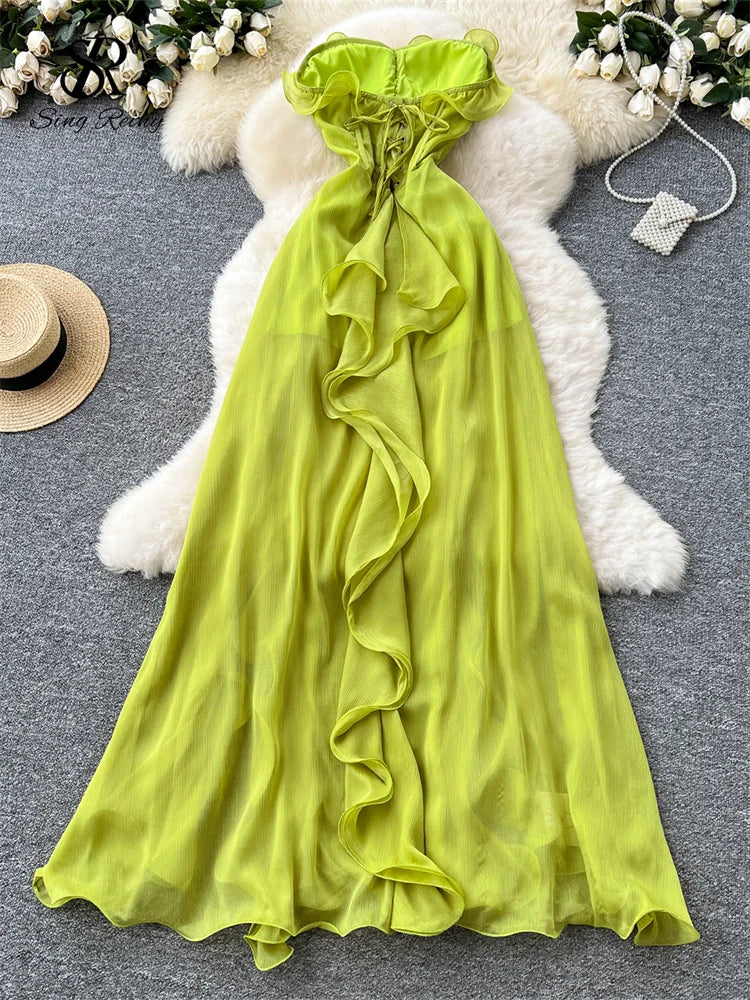 Traje verde neón
