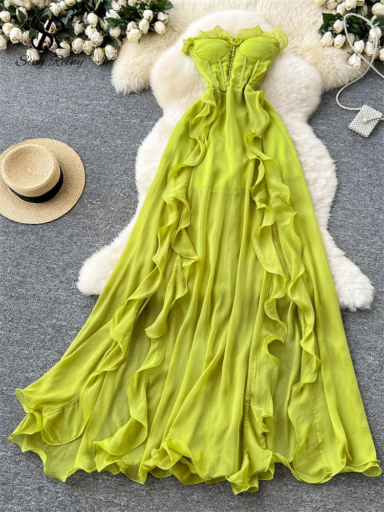 Traje verde neón