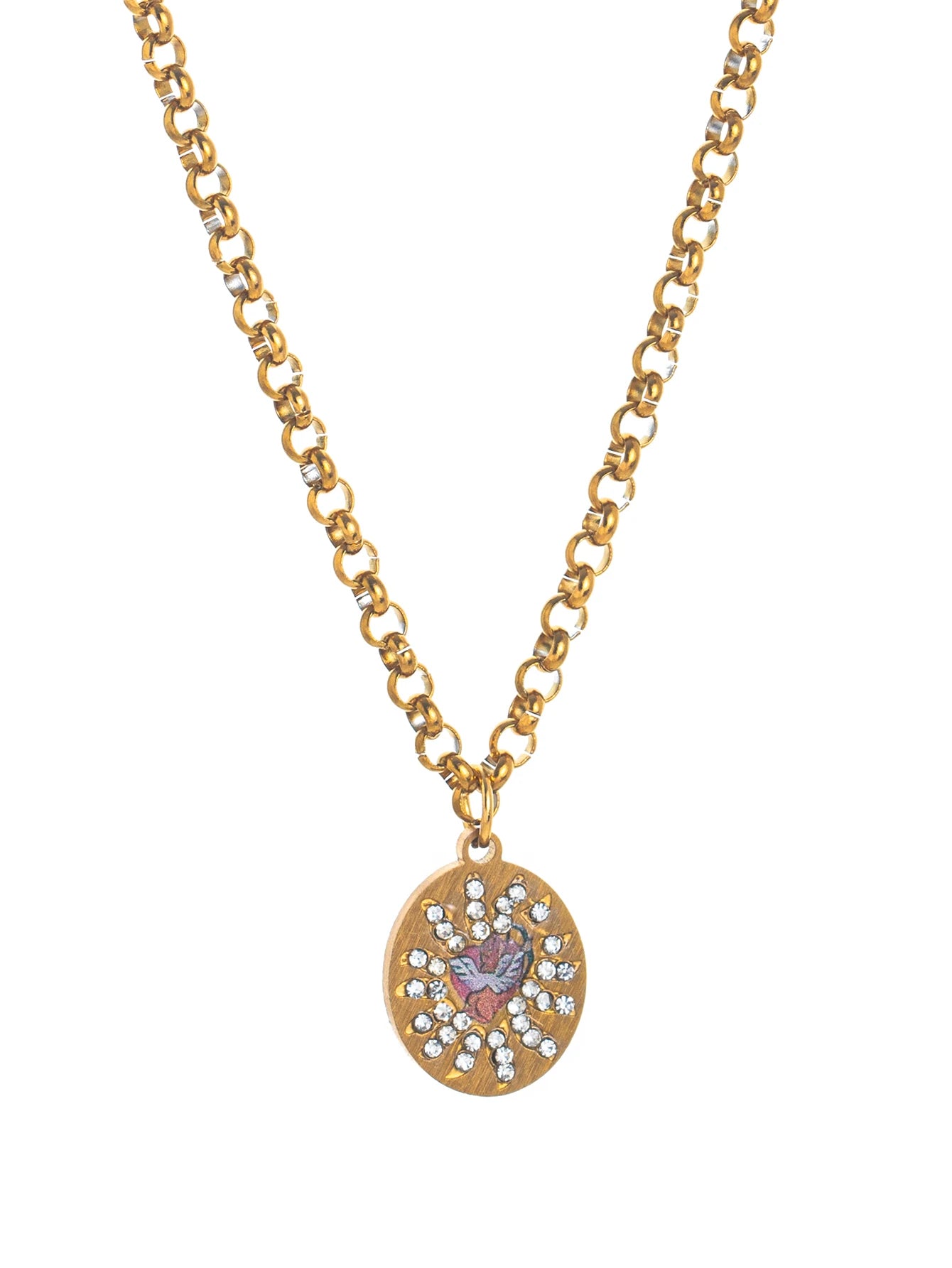 Flower Painting Rabbit Clover Warrior Guardian Tarot Charm Women's Necklace Vacuum Plated 18k Gold